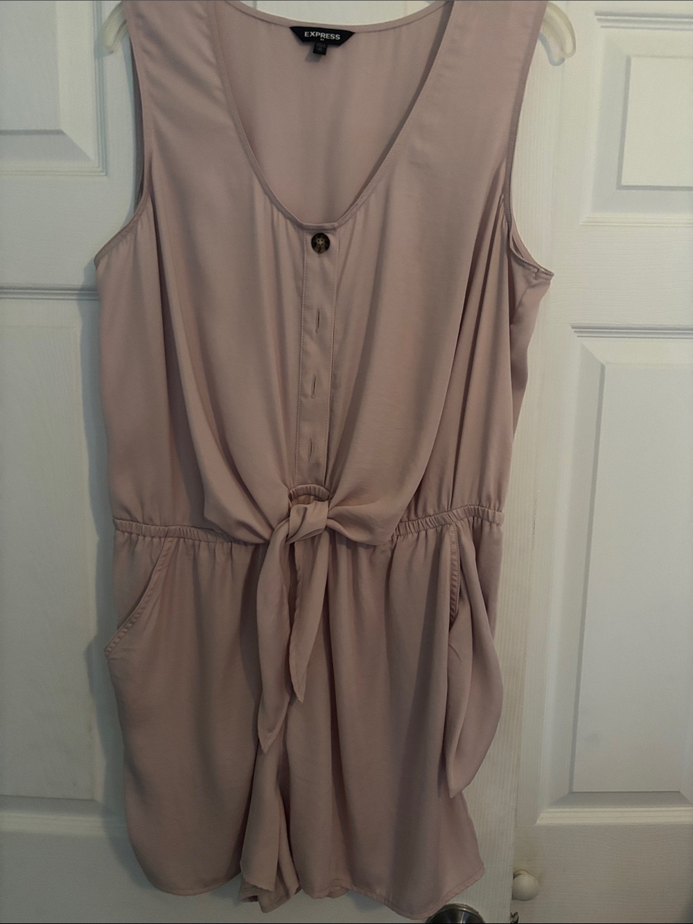Express Blush Tie-Front Sleeveless Tank Top jumpsuit